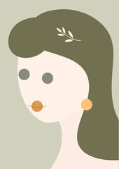 Abstract woman face vector art design.
