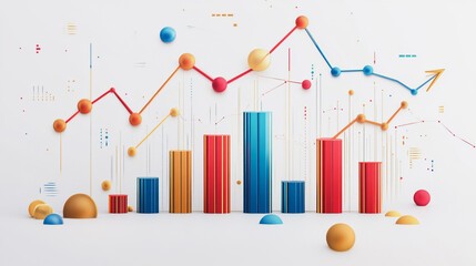 Abstract white background with Colorful charts and graphs with statistics to innovative analyze business potential and forecast future development of companies growth.