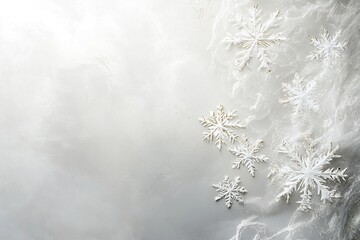 Snowflakes and soft fabric create a serene winter atmosphere ideal for seasonal decorations and holiday crafts
