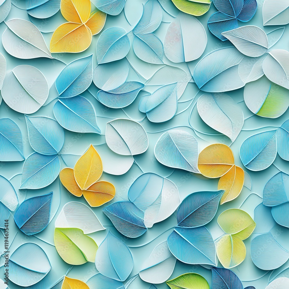 Aufkleber intricate 3d paper cut flower design with repeating patterns in soft pastel colors and embroidery st