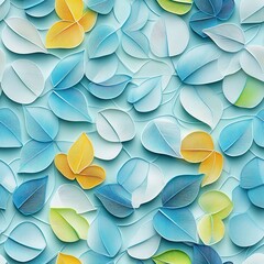 Intricate 3D Paper Cut Flower Design with Repeating Patterns in Soft Pastel Colors and Embroidery Style Elements for Creative Projects