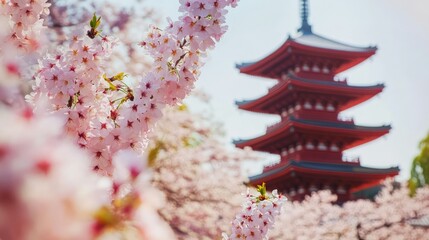 "Blurred Beauty: Himeji Castle Framed by Pink Sakura Blossoms"
