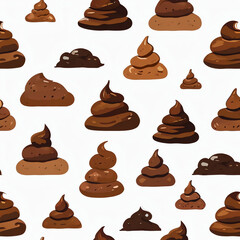 Seamless background in punk style, stylized piles of human excrement on a white background
