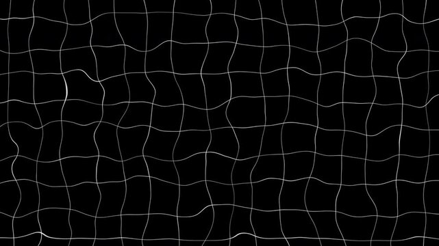 Black background with animated waving white wireframe grid line fit for alpha channel or overlay layer. Loop abstract motion background for technology, science, blueprint, or infographic concept