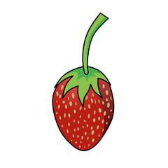 Vector Illustration of fresh red strawberry fruit with green leaves. Perfect for nature, fruit and healthy food themes.