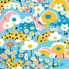 Naklejka premium Vibrant Chamomile pattern outdoors flower plant.