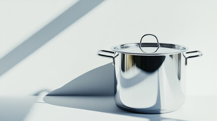 Stainless steel pot iisolated on white background with clipping path