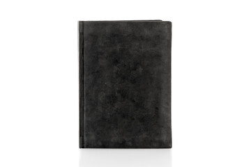 close up of a blank velour fluffy notebook on white background with clipping path