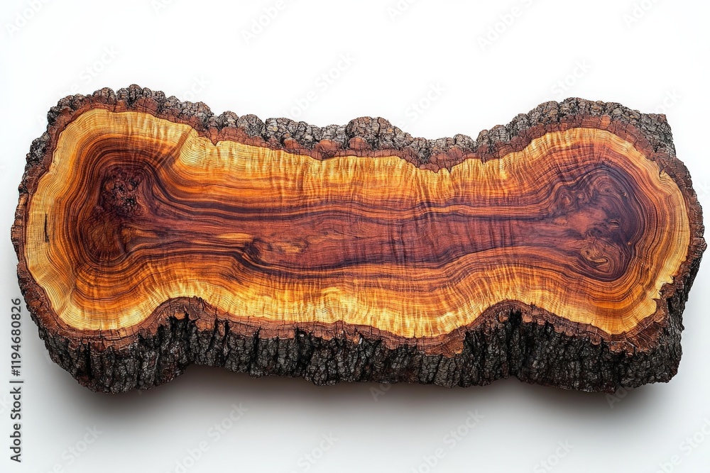 Poster A stunning piece of aged wood with intricate grain patterns and rich color variations, perfect for rustic decor or artistic use in home settings.