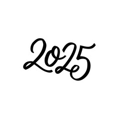 Hand drawn 2025 on white background