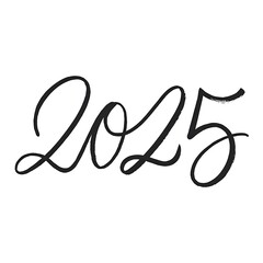 Hand drawn 2025 on white background