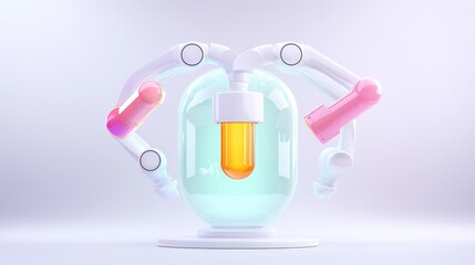 Robotic Arm Laboratory with Glass Vessel