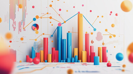 Obraz premium charts and graphs with statistics to innovative analyze business potential and forecast future development of companies growth.