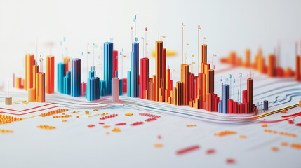 charts and graphs with statistics to innovative analyze business potential and forecast future development of companies growth.