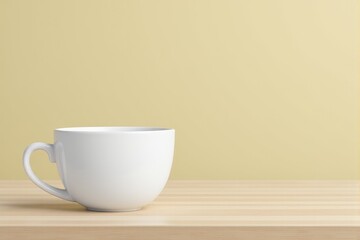 Fototapeta premium A clean white mug on a light wooden surface