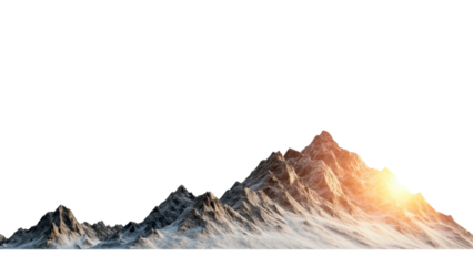 Sunset Over Mountains concept. Majestic mountain peak illuminated by soft light.