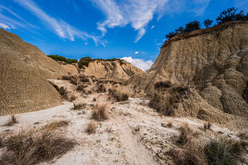 badlands sceneries inside the badlands national park, Matera province, italy