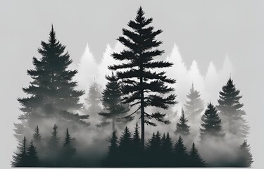 Obraz premium a dense forest shrouded in fog