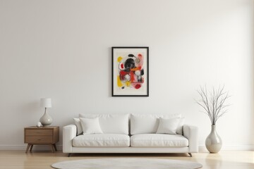 A single piece of abstract wall art in a minimalist room