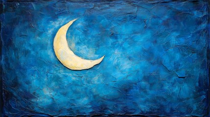 Fototapeta premium Crescent Moon Night Sky Abstract Painting
