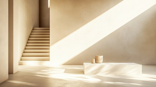 "Serene Minimalist Architecture: Aesthetic Background with Clean Lines and Neutral Tones"