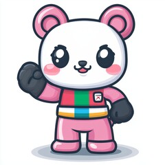 Obraz premium Adorable Panda Mascot Wearing a Colorful Outfit