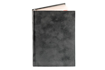close up of a blank velour fluffy notebook on white background with clipping path