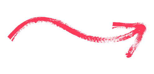 Hand drawn simple arrow drawn with wax crayon, chalk or charcoal. Uneven dry texture for underlining highlighting. Pencil drawn lines, strikethrough, grungy vector isolated on white