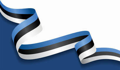 Estonian flag wavy abstract background. Vector illustration.