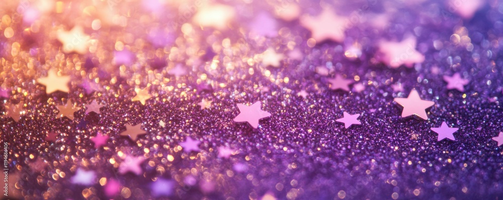 Poster a celestial-inspired background with tiny stars scattered across a deep purple gradient, 4k photo.