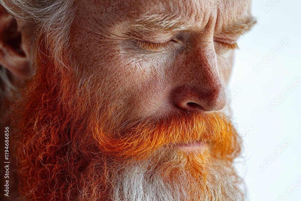 Aufkleber Portrait of a man with a distinctive red beard, ideal for use in editorial or commercial contexts where a unique facial feature is required