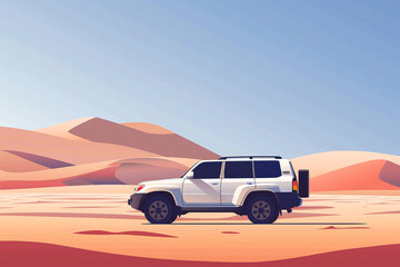 A rugged off-road SUV parked in the desert, representing freedom, adventure, and the spirit of exploration.