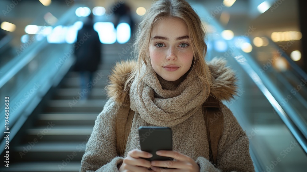 Poster a person looking at their cell phone, possibly waiting for a response or reading messages
