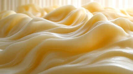 Obraz premium Creamy, flowing, textured, light-yellow substance.