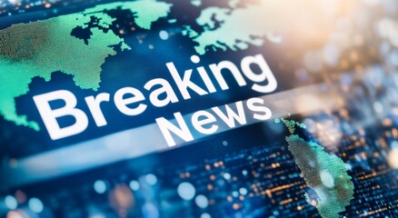 World Map in Green and Blue with "Breaking News" Text