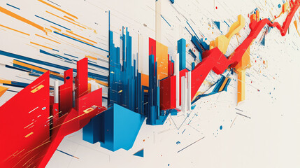 Abstract white background with Colorful charts and graphs with statistics to innovative analyze business potential and forecast future development of companies growth.