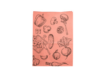 Recyclable craft paper bag for purchases, gifts and takeaway food mock up on white background. Environmentally friendly than single-use plastic bags