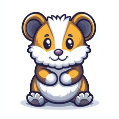 Adorable Cartoon Hamster Sitting Happily