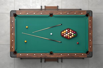 billiard table with balls