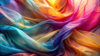 Obraz premium Abstract Rainbow Fabric Drapery, Shimmering and Flowing in Soft Light
