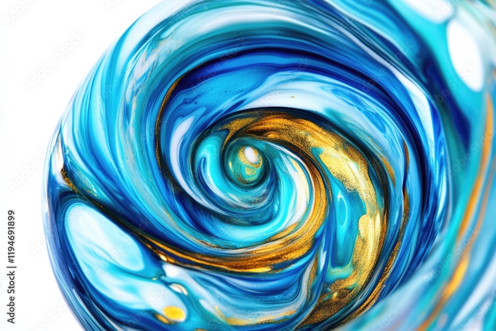 Aufkleber a close-up shot of a blue and gold swirling design, ideal for use in designs and illustrations where