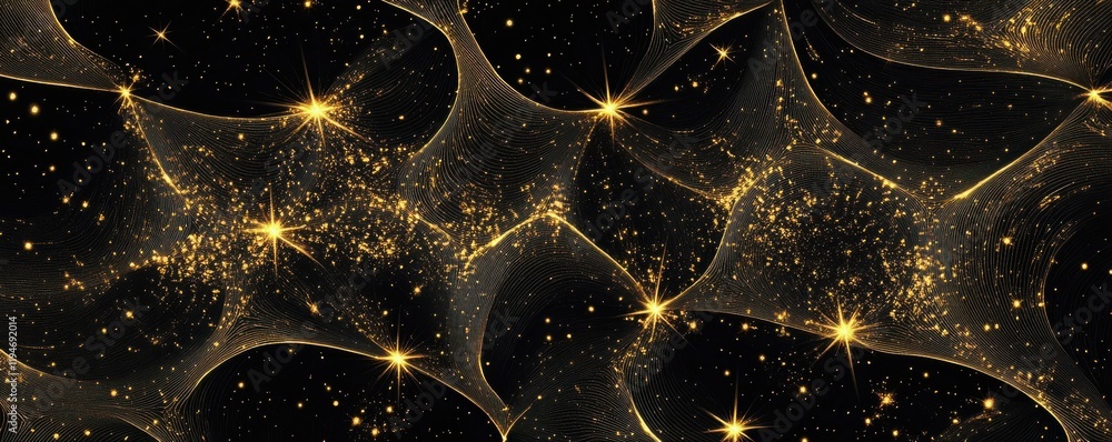 Poster seamless pattern abstract star christmas background with elegant golden vector lines