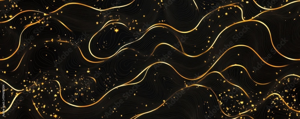 Poster seamless pattern abstract star christmas background with elegant golden vector lines