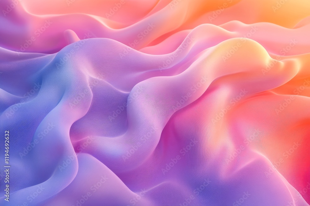 Poster soft, flowing waves of pastel hues create an abstract landscape with delicate textures, blending col