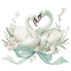 Obraz premium Coquette 2 swans dessert wedding animal.