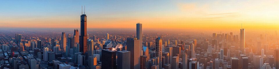 Obraz premium LinkedIn Banner: Cityscape at Sunrise