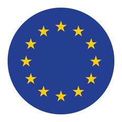 european union round flag. eu flag icon with standard colours. vector illustration on transparent background.