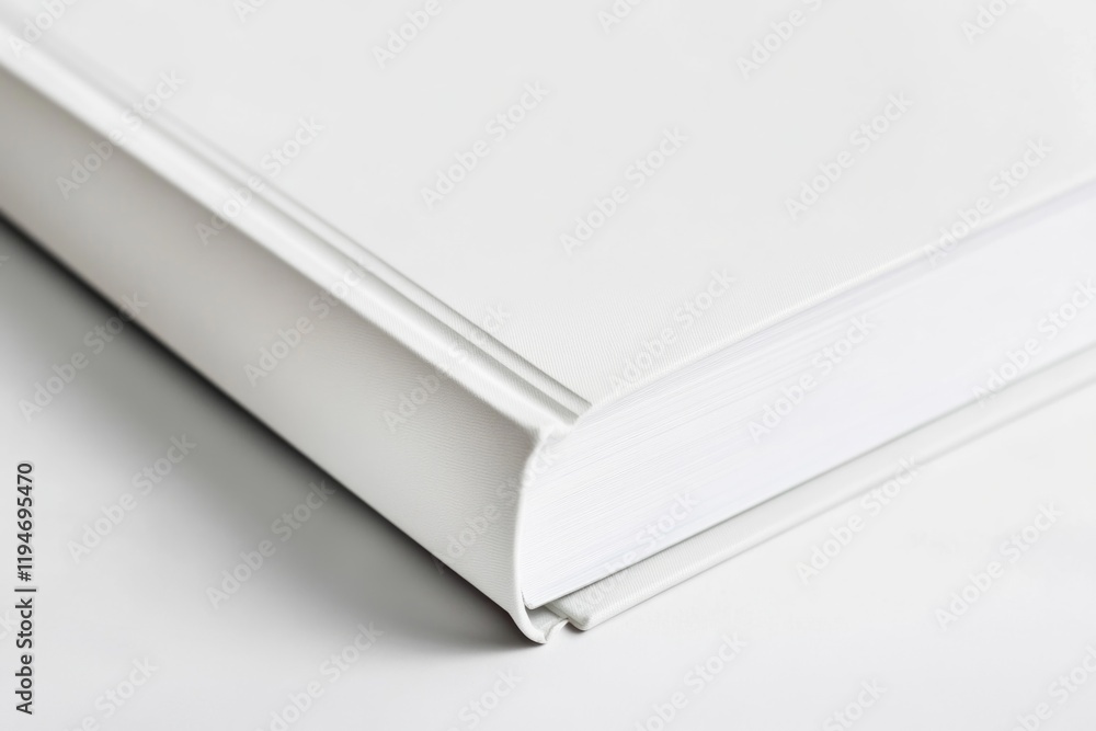 Poster a close-up shot of a book lying on a table, with the cover and pages visible