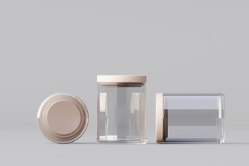 Beautiful sized glass bottle to perfectly mark your trademark. creative position On a white background, 3D