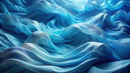 Fototapeta premium Abstract Blue Fabric Drapery Elegant Waves of Soft, Shimmering Textile
